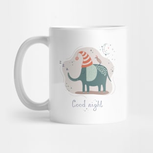 Cute hand drawn sleeping elephant in simple childish style Mug